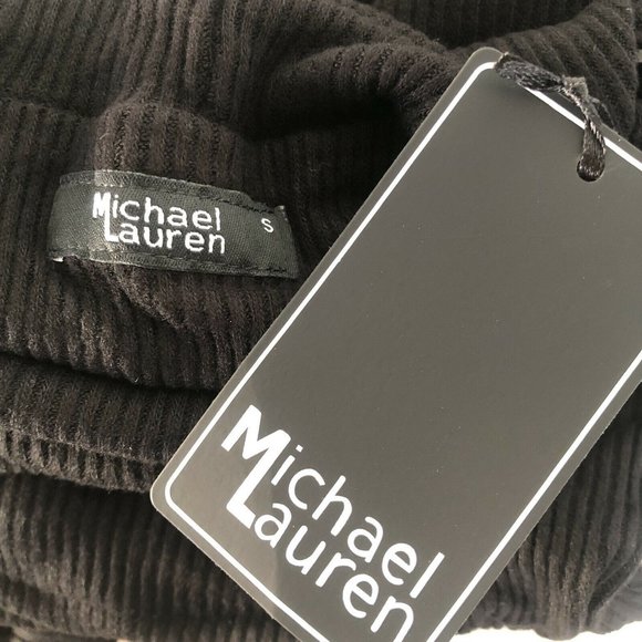 Michael Lauren Jenkins Mini Dress Black Racer Back Rib Knit S NWT $97 - Picture 5 of 8